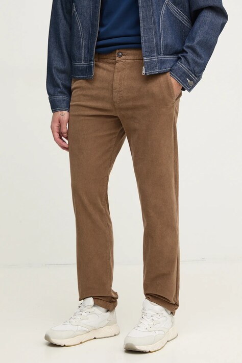 Вельветовые брюки United Colors of Benetton цвет коричневый прямые 41ULUF04Z
