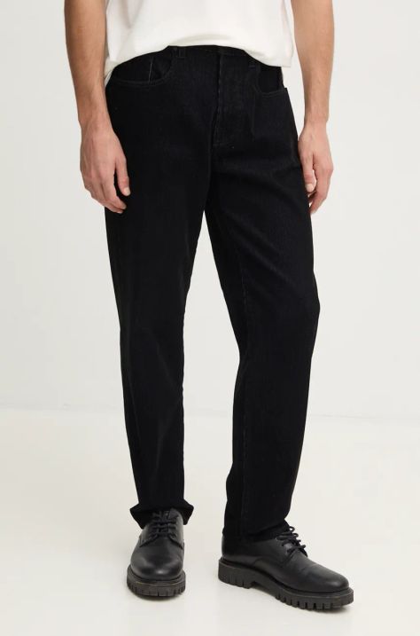 Armani Exchange pantaloni de catifea cord culoarea negru, mulata, XM000075 AF10391