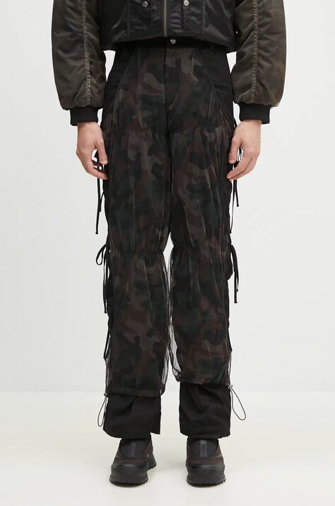 Nohavice Andersson Bell Camouflage Mesh Layered Tying Pants pánske, čierna farba, priliehavé, apa767wl