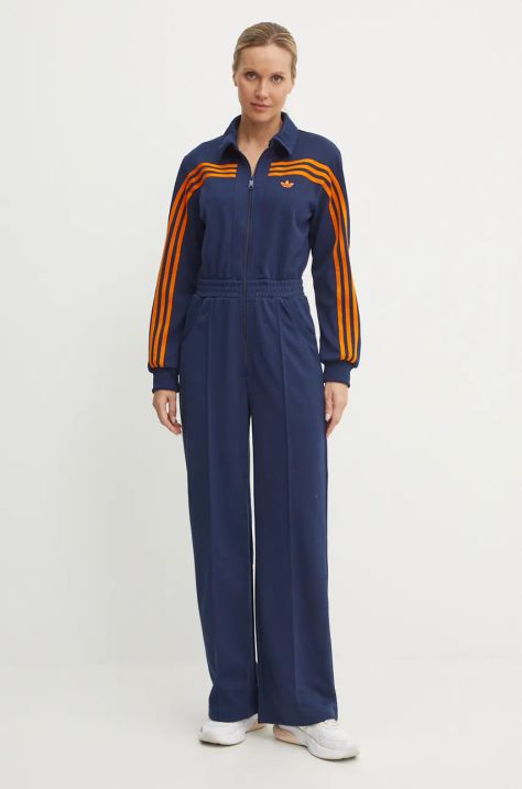 adidas Originals kezeslábas Jumpsuit sötétkék, galléros, JN8312