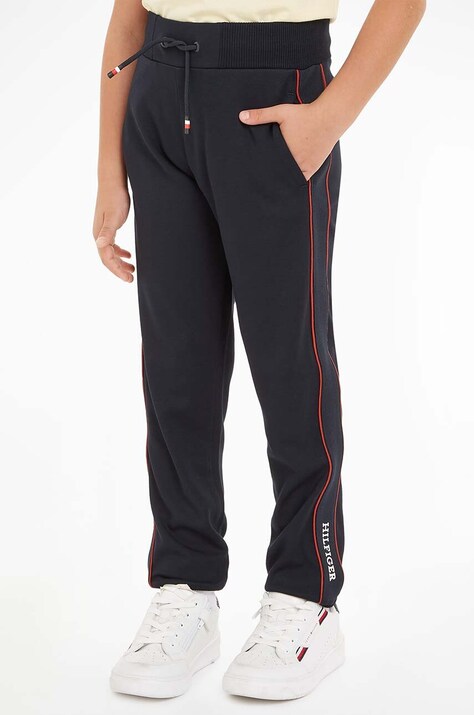 Дитячі спортивні штани Tommy Hilfiger TAPE REGULAR колір синій з аплікацією KB0KB09066