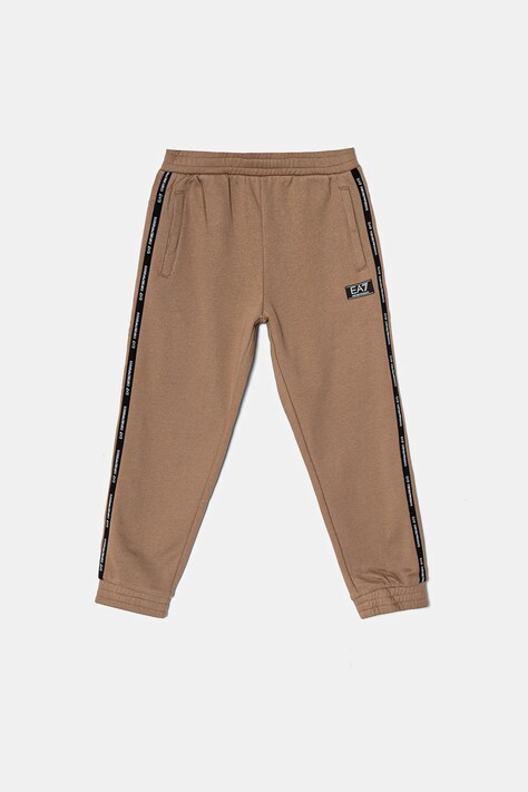 EA7 Emporio Armani pantaloni de trening pentru copii culoarea bej, cu imprimeu, 6DBP58 BJEXZ