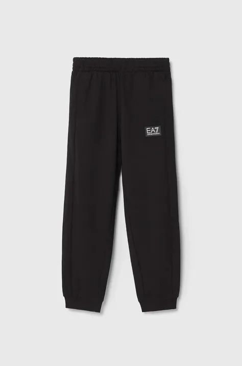EA7 Emporio Armani pantaloni tuta in cotone bambino/a colore nero 6DBP59 BJ05Z