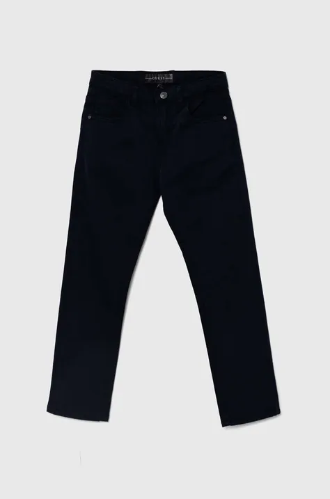 Guess pantaloni copii culoarea albastru marin, neted, N3BB03 WFPMA