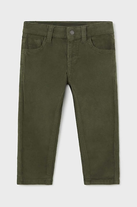 Дитячі бавовняні штани Mayoral sztruks slim fit basi колір зелений однотонні 502