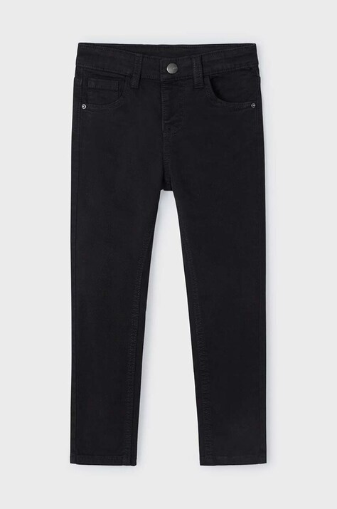 Dětské kalhoty Mayoral slim fit basic černá barva, hladké, 517