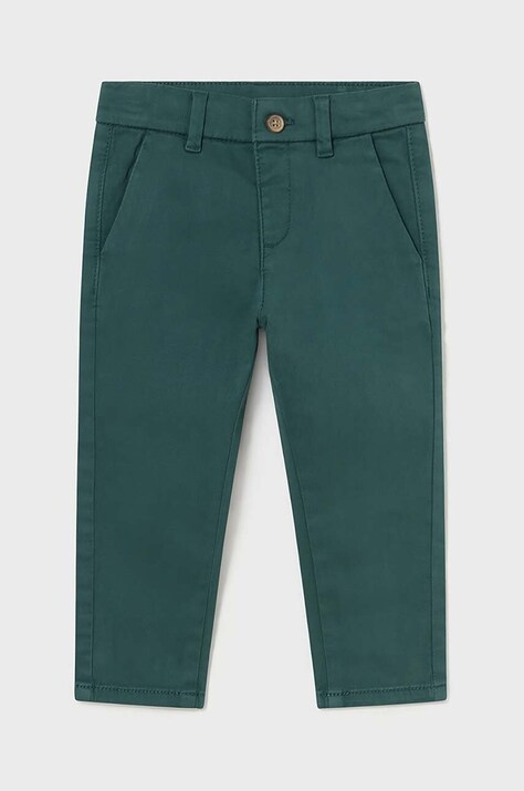 Mayoral pantaloni bebe culoarea verde, neted, 521