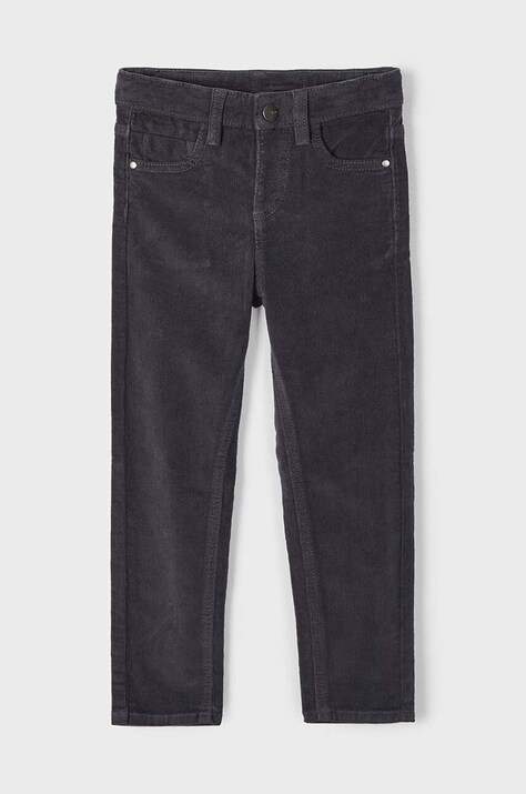 Mayoral pantaloni din catifea pentru copii sztruks slim fit basi culoarea gri, neted, 537