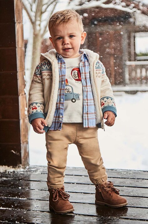 Mayoral pantaloni bebe jogger serża soft culoarea bej, neted, 2536