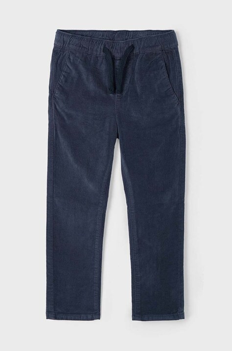Mayoral pantaloni copii jogger welur culoarea albastru marin, neted, 4527