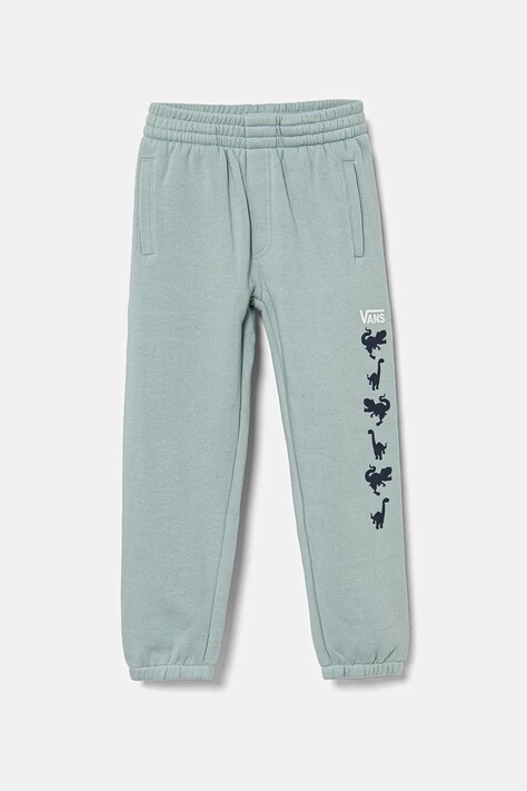 Vans pantaloni de trening pentru copii KD Dino Pant culoarea turcoaz, cu imprimeu, VN000JS2M8I1