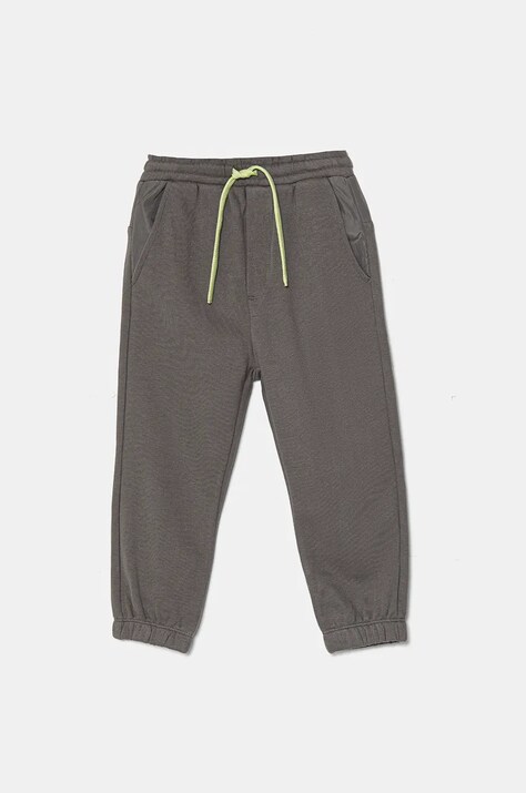 United Colors of Benetton pantaloni de trening pentru copii culoarea gri, cu imprimeu, 3WNCGF046
