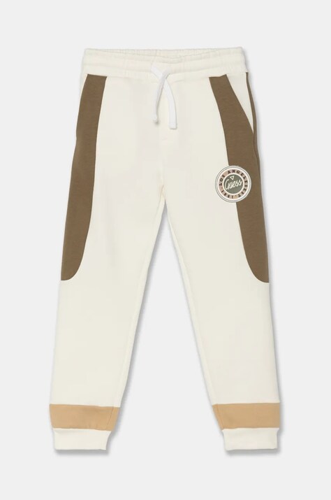 Kalhoty Guess béžová barva, vzorované, L4BQ13 KCKF2