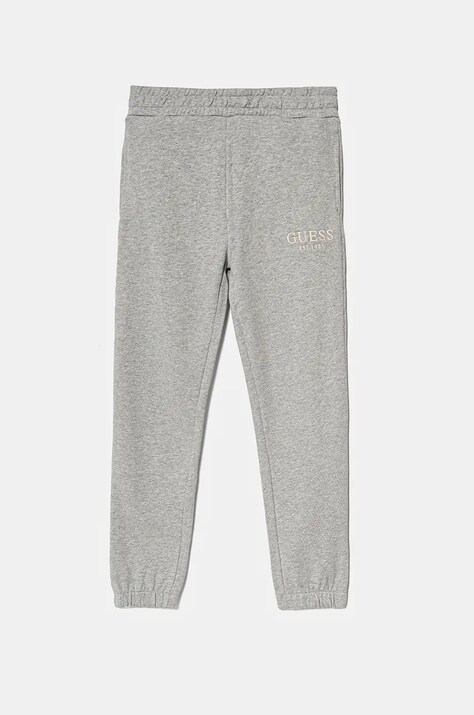 Guess pantaloni de trening din bumbac pentru copii culoarea gri, neted, L4BQ15 KAV33