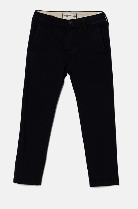 Детски панталон Abercrombie & Fitch в тъмносиньо с изчистен дизайн KI230-4021
