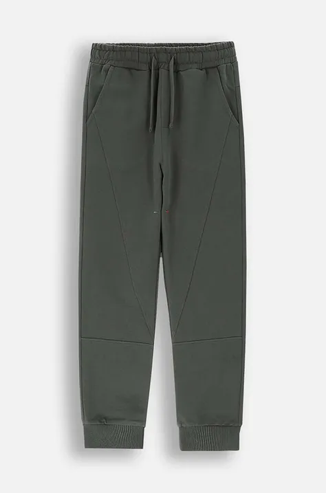 Coccodrillo pantaloni de trening din bumbac pentru copii culoarea verde, neted, GRUNGE SWAMP BOY JUNIOR