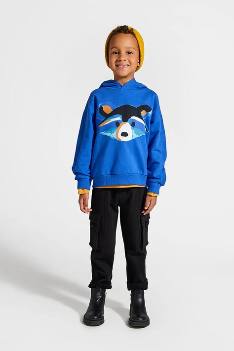Coccodrillo pantaloni de bumbac pentru copii culoarea negru, uni, FOREST FRIENDS KIDS