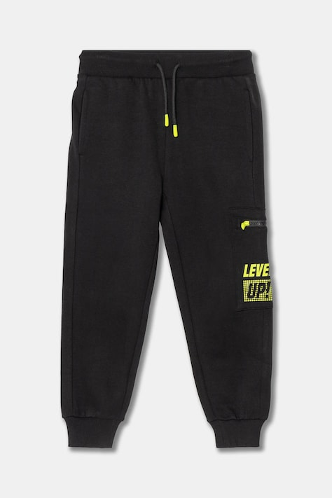 United Colors of Benetton pantaloni de trening pentru copii culoarea negru, cu imprimeu, 3WFMCF05R