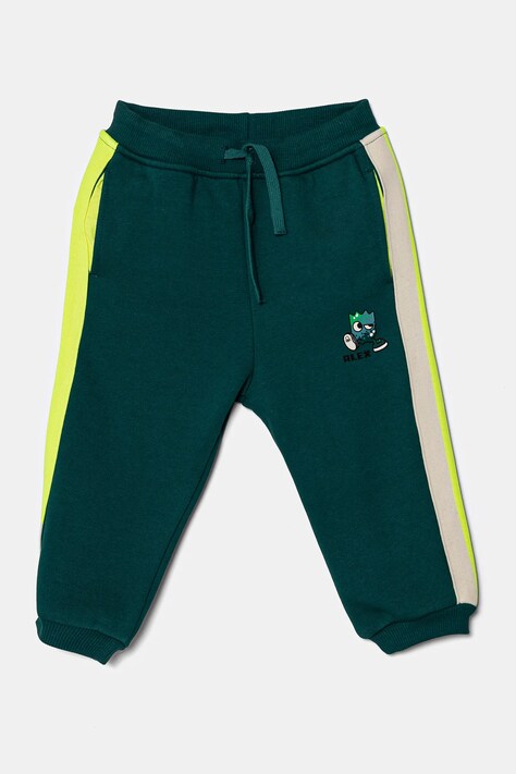 Дитячі спортивні штани United Colors of Benetton колір зелений візерунок 3J73GF04G