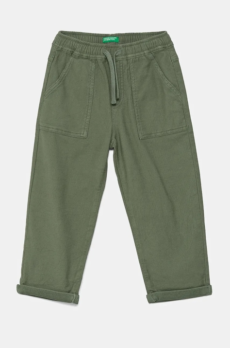 Detské nohavice United Colors of Benetton zelená farba, jednofarebné, 47K0GF026