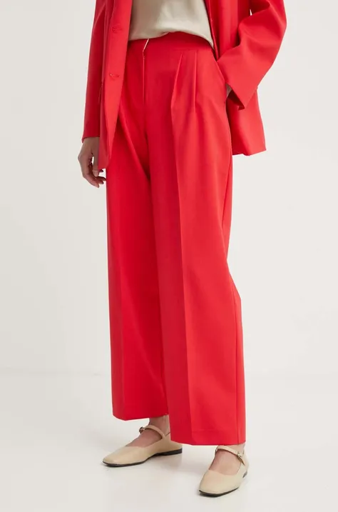 Kalhoty 2NDDAY 2ND Carter - Attired Suiting dámské, červená barva, široké, high waist, 2244160119