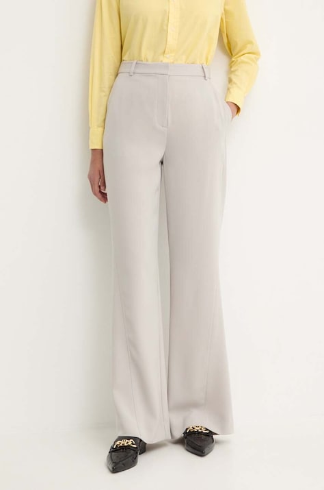 Nohavice Calvin Klein dámske, šedá farba, zvony, vysoký pás, K20K207155