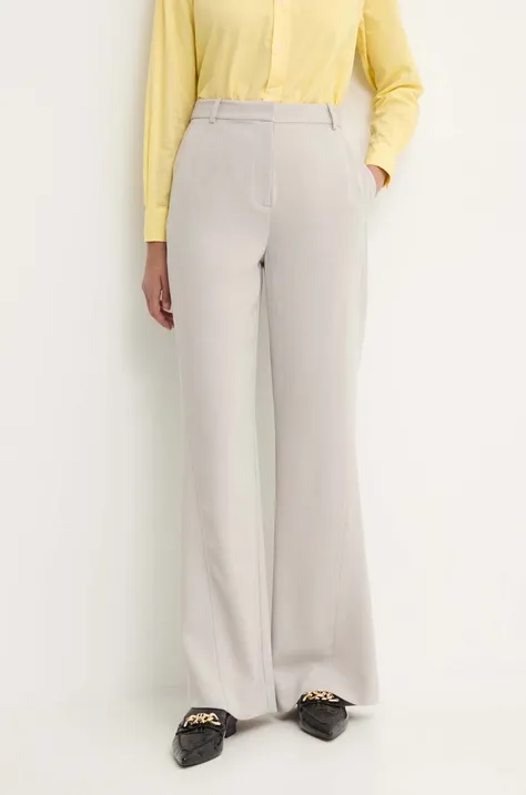 Calvin Klein pantaloni femei, culoarea gri, evazati, high waist, K20K207155