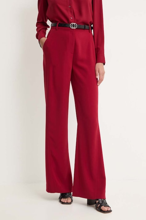 Nohavice Calvin Klein dámske, bordová farba, zvony, vysoký pás, K20K207155