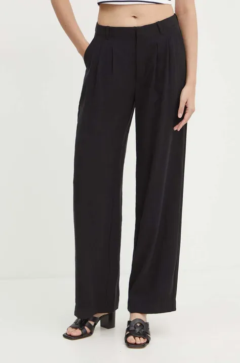 Nohavice Calvin Klein Jeans dámske, čierna farba, široké, vysoký pás, J20J223917