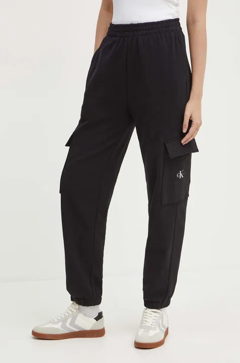 Calvin Klein Jeans pantaloni de trening din bumbac culoarea negru, neted, J20J223589