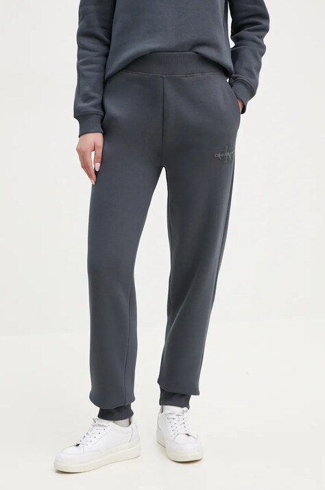 Спортивные штаны Calvin Klein Jeans цвет серый с аппликацией J20J223590