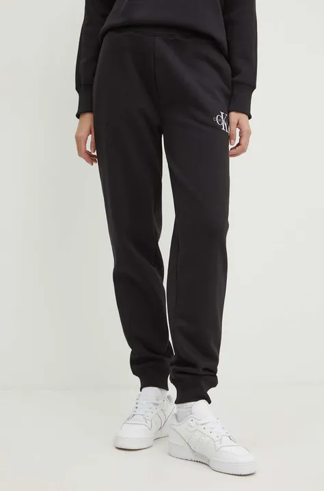 Tepláky Calvin Klein Jeans černá barva, s aplikací, J20J223590