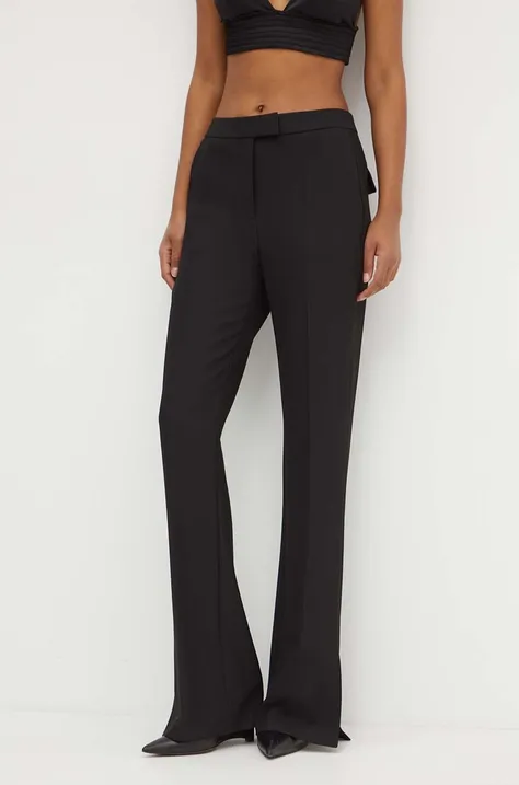 BOSS pantaloni femei, culoarea negru, evazati, high waist, 50518874