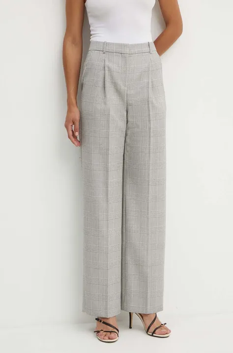 BOSS pantaloni de lana culoarea gri, drept, high waist, 50525277