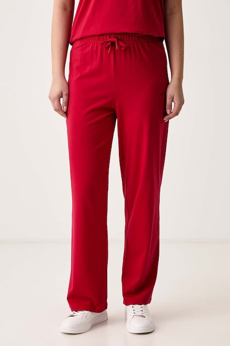 BOSS Спортивные штаны для женщин из хлопка с эластаном CI Pants красные high waist 50520148
