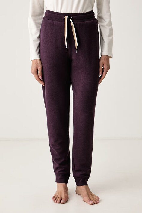BOSS Spodnie lounge damskie CP Stripe Pants Cuff fioletowe high waist 50524759