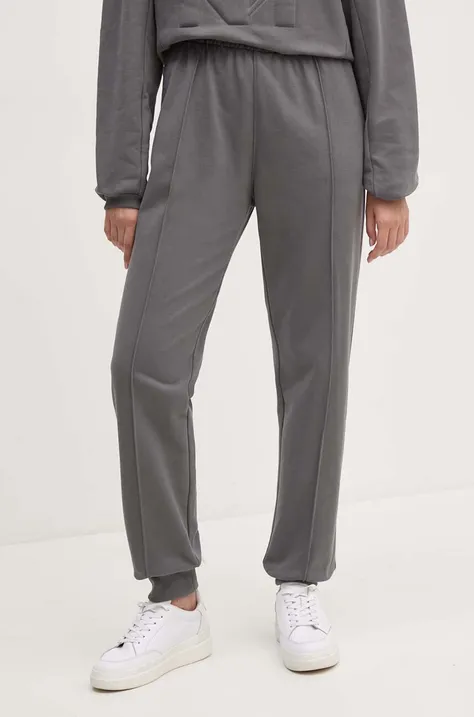 Dkny spodnie dresowe bawełniane kolor szary gładkie D2B4A140