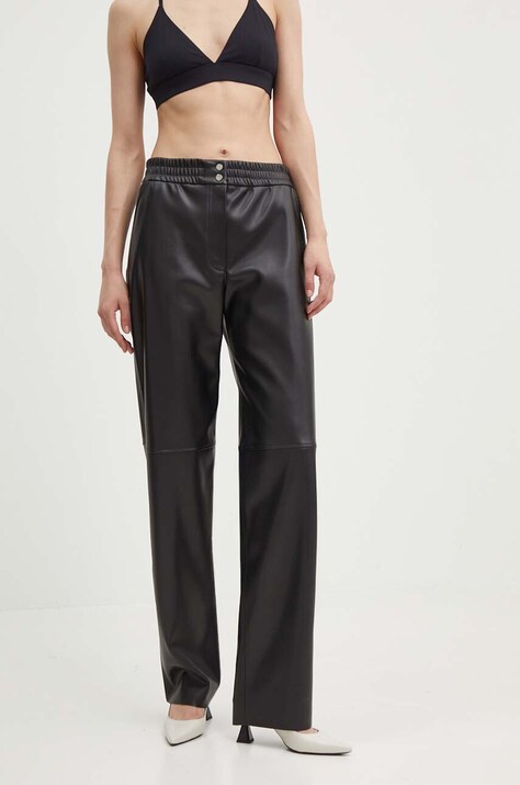 HUGO pantaloni femei, culoarea negru, drept, high waist, 50516876