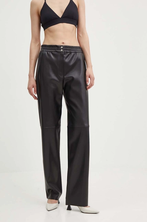 HUGO pantaloni femei, culoarea negru, drept, high waist, 50516876