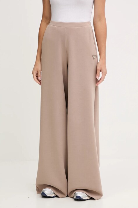 Guess pantaloni OLYMPE culoarea bej, uni, V4YB07 KCAY2