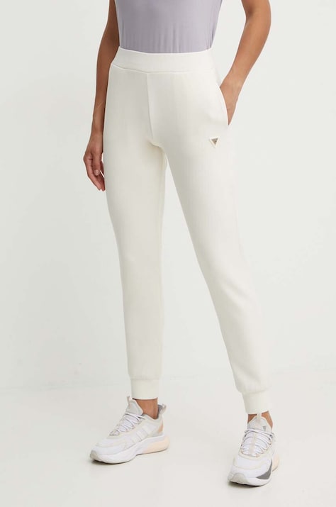 Guess pantaloni de trening OLYMPE culoarea bej, neted, V4YB08 KCAY2