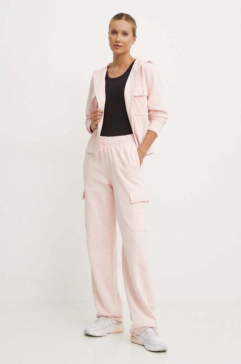 Guess pantaloni de trening din bumbac RGINE culoarea roz, melanj, V4YB10 KC6W1
