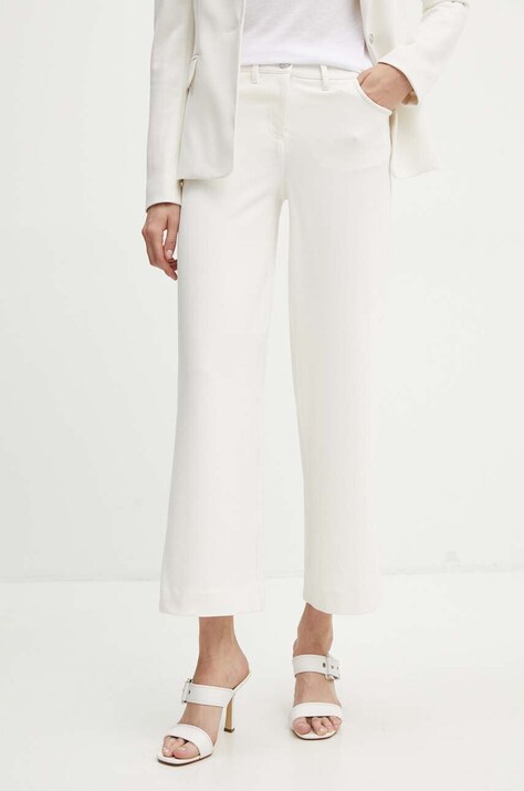 Guess pantaloni femei, culoarea bej, drept, medium waist, W4YB13 KBJP2