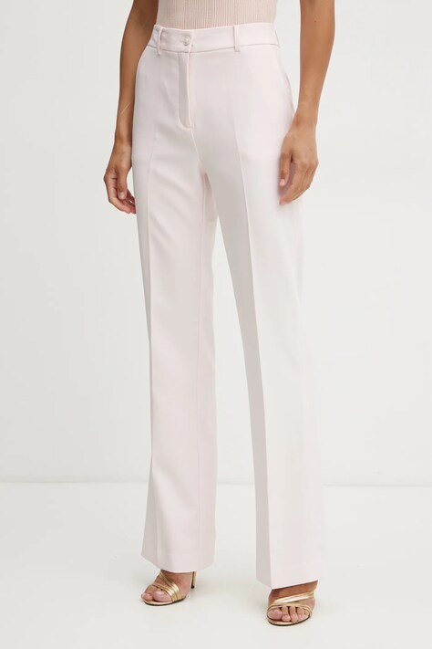 Guess pantaloni CARLA femei, culoarea roz, drept, high waist, W4YB30 WFWX2