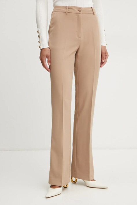 Guess pantaloni CARLA femei, culoarea roz, drept, high waist, W4YB30 WFWX2