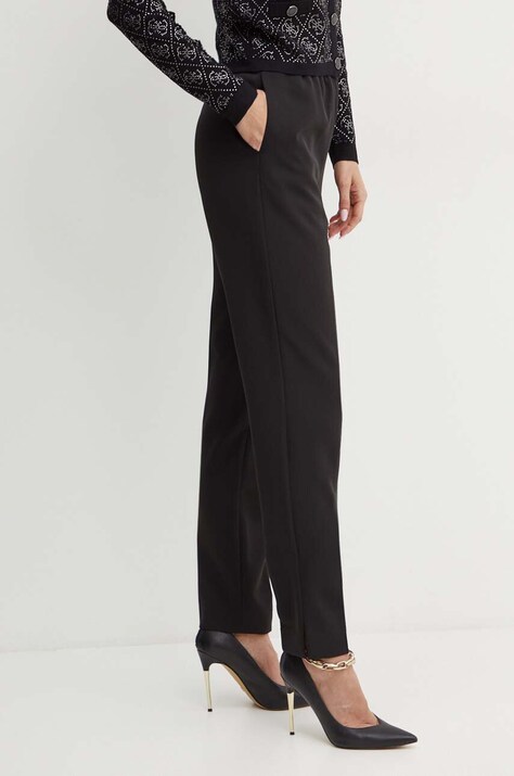 Guess pantaloni ROBERTA femei, culoarea negru, drept, high waist, W4YB52 WFWX2