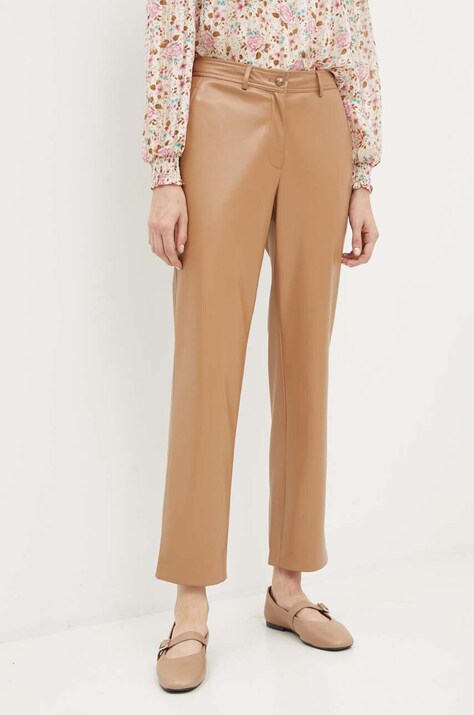 Guess pantaloni LIA femei, culoarea maro, drept, high waist, W4YB18 WF8Q0
