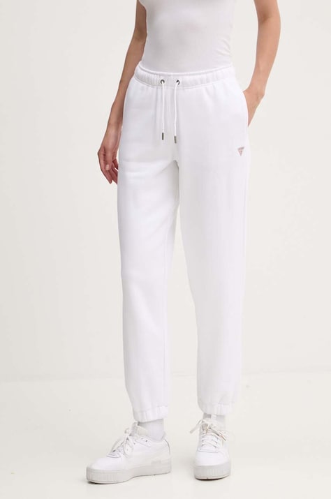 Guess Jeans pantaloni de trening culoarea alb, neted, W4YB33 KC811