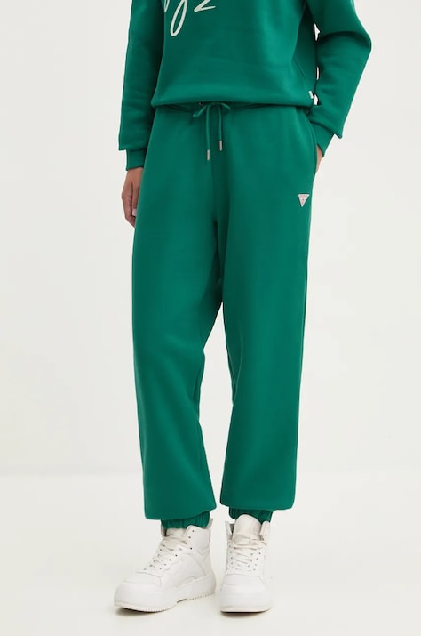 Спортивные штаны Guess Jeans цвет зелёный однотонные W4YB33 KC811