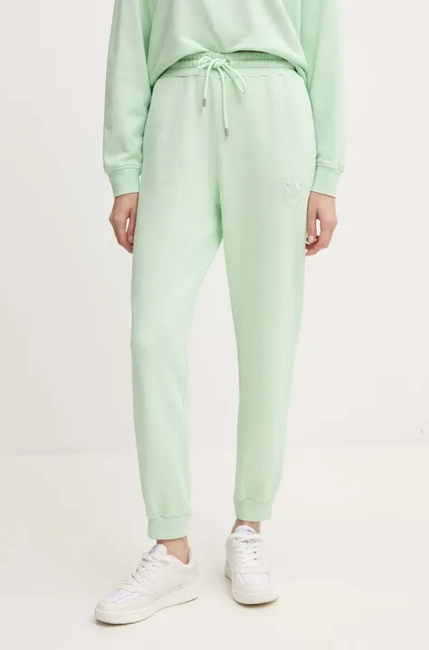 Pinko spodnie dresowe bawełniane kolor zielony gładkie 100371 A21P